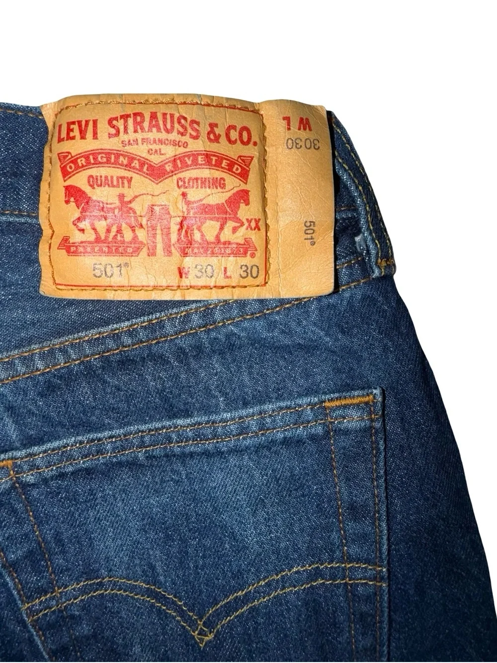 Levi’s 501 Jeans W30 L30 Dark Wash Blue Straight Leg Button Fly 100% Cotton